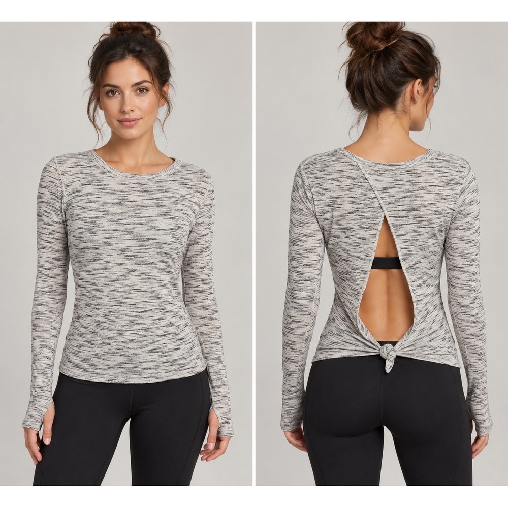 Lululemon Beat the Heat Long Sleeve Top – Black & White Space Dye